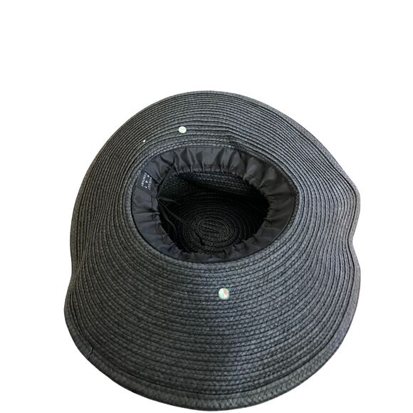 August Hat Company Black Wide Brim Straw Hat - Floral Embellishment - Picture 4 of 7